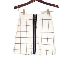Lolita Women's White Plaid Zip Up Mini‎ Skirt Size XS Made In Spain